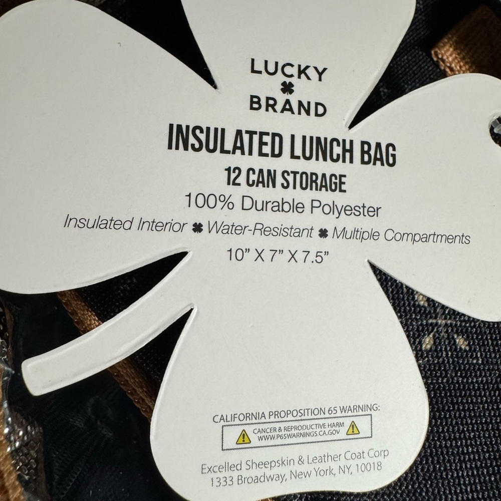 NWT Lucky Brand Dark Navy Insulated Lunch Bag 10”X 7”X 7.5” - Picture 5 of 7